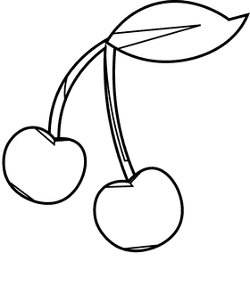 Fruits and vegetables cherries black and white clipart