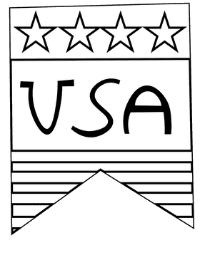 Memorial day flag black and white clipart