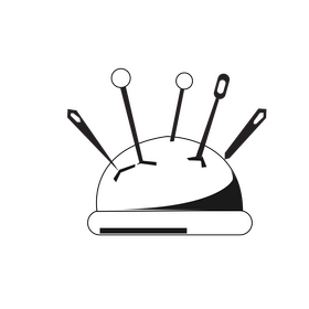 Sewing needle drawing black and white clipart