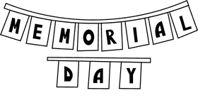 Memorial day sign banner black and white clipart