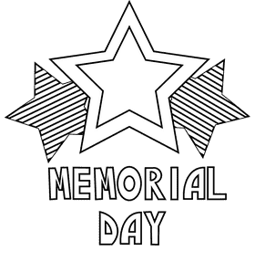 Memorial day stars black and white clipart