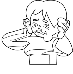 Stress headache black and white clipart