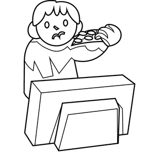 Watching tv boy black and white clipart