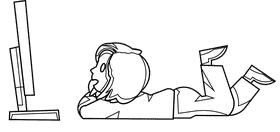 Watching tv girl black and white clipart