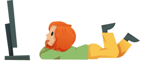 Watching tv girl clipart