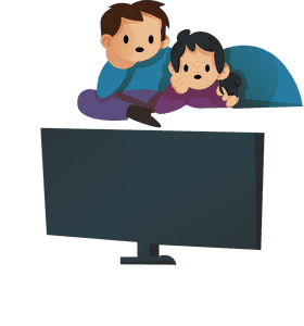 Watching tv lovers clipart