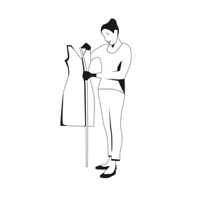 Tailor drawing black and white clipart