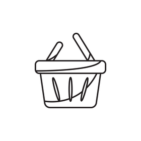 Shopping basket drawing black and white clipart