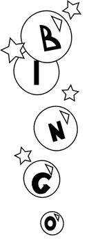 Bingo balls black and white clipart