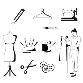 Sewing icons set black and white vector
