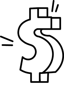 Business symbol, dollar sign black and white clipart