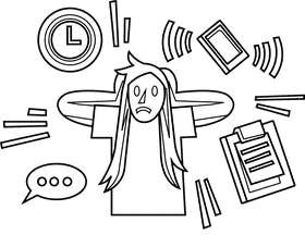 Stress busy black and white clipart