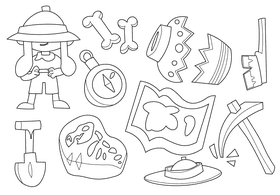 Archeologist black and white vector
