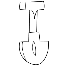 Archeologist shovel black and white clipart