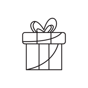 Gift box drawing black and white clipart