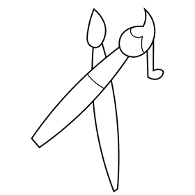 Artist brushes black and white clipart