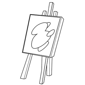 Artist easel black and white clipart