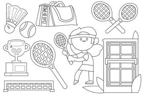 Badminton black and white vector