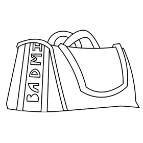 Badminton bag black and white clipart