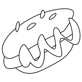 Baseball hot dog black and white clipart