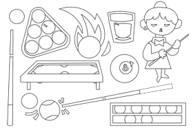Billiard, snooker black and white vector