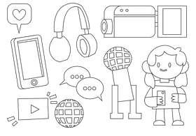 Blogger black and white vector