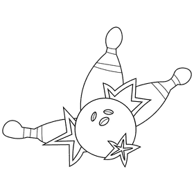 Bowling hit black and white clipart