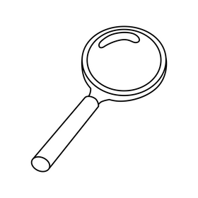 Magnifying glass cartoon drawing black and white clipart