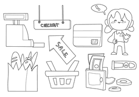 Cashier black and white vector