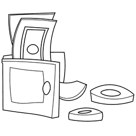 Cashier money black and white clipart