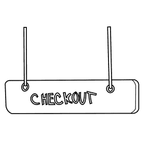 Cashier signboard black and white clipart