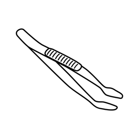 Stamp tongs drawing black and white clipart