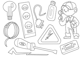 Electrician black and white vector