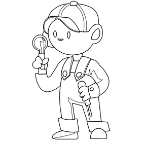 Electrician black and white clipart