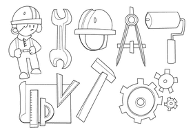 Engineer black and white vector