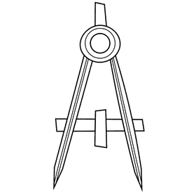 Engineer compass black and white clipart