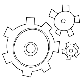 Engineer gears black and white clipart