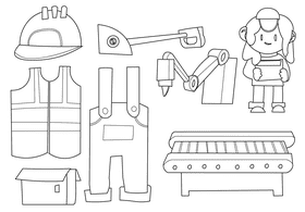 Factory worker black and white vector