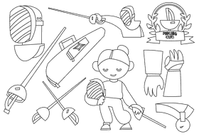 Fencing black and white vector