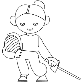 Fencer black and white clipart