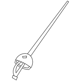 Fencing rapier black and white clipart