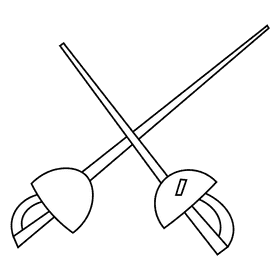 Fencing rapiers black and white clipart
