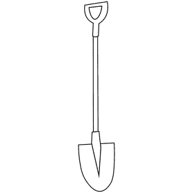 Farmer shovel black and white clipart