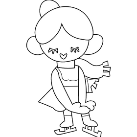 Figure skater black and white clipart