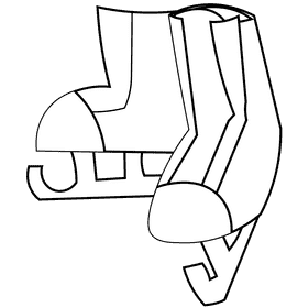 Figure skater skates black and white clipart