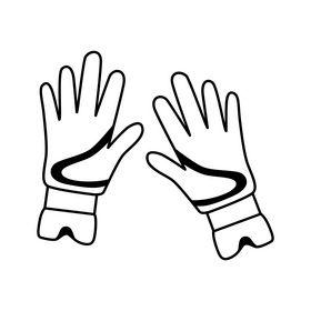 Scuba diving gloves drawing black and white clipart