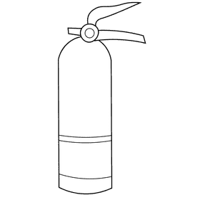 Fireman fire extinguisher black and white clipart