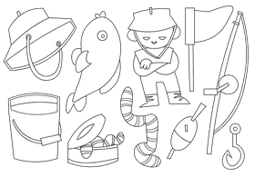 Fisherman black and white vector