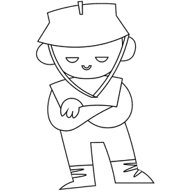 Fisherman black and white clipart