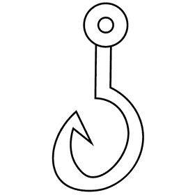 Fisherman hook black and white clipart